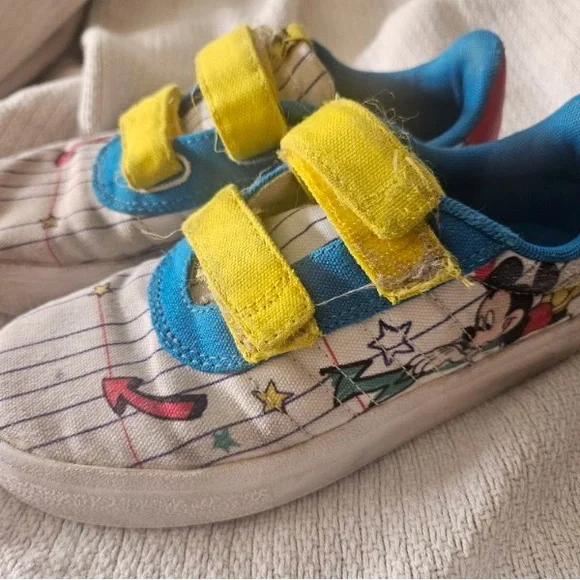 Disney Shoes | adidas Vulc Raid3r Mickey Mouse Disney Kids Skateboard Shoes 13 1/2 Boys Girls | Color: White | Size: 13 1/2 | Mcprovost86'S Closet